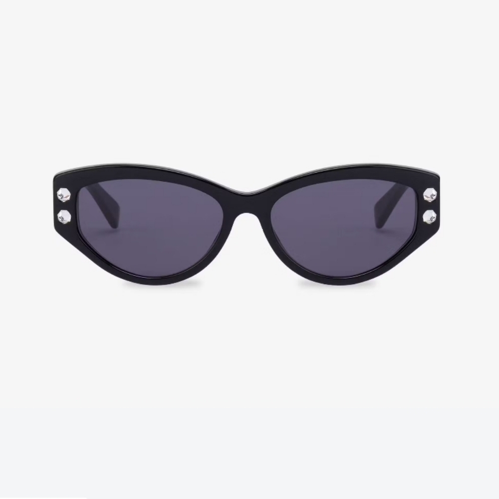 Black Cat Eye Sunglasses with Rhinestone Embellishments